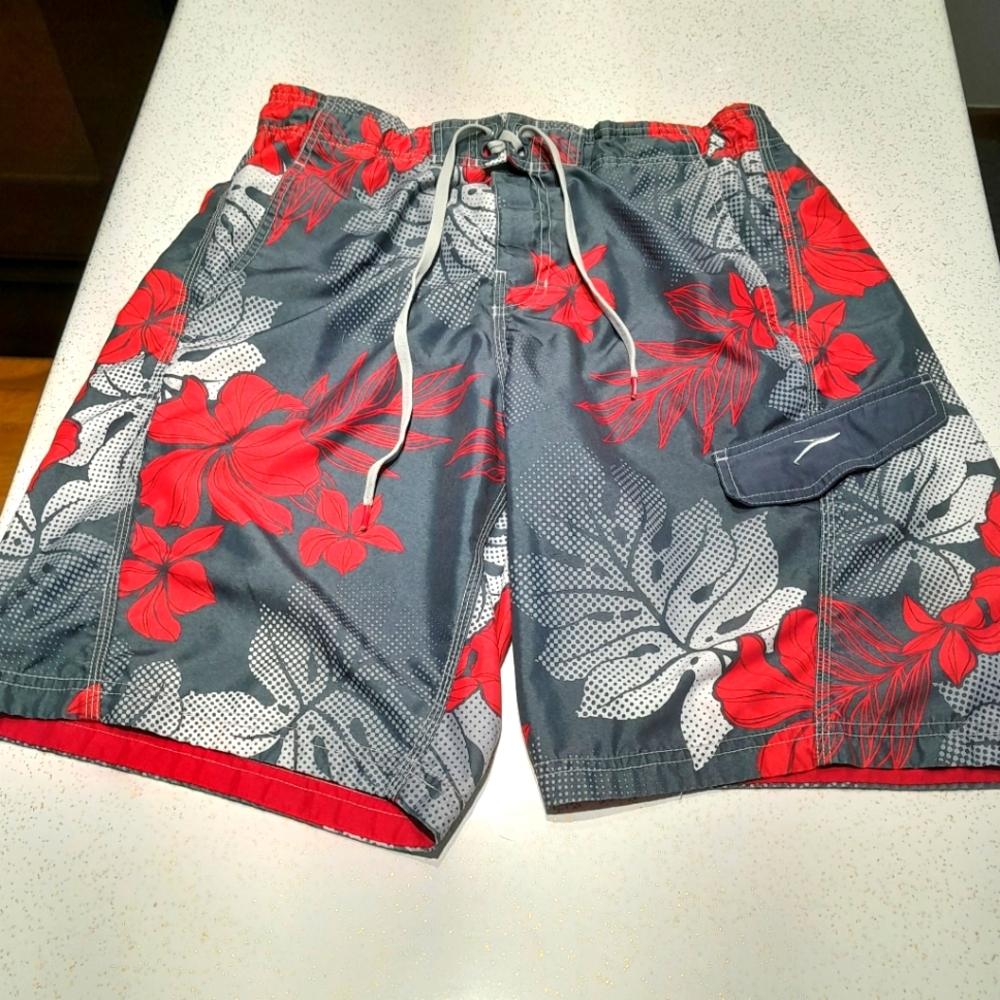 Speedo Mens Hawaii Print Trunks Size M/L Lined with pockets